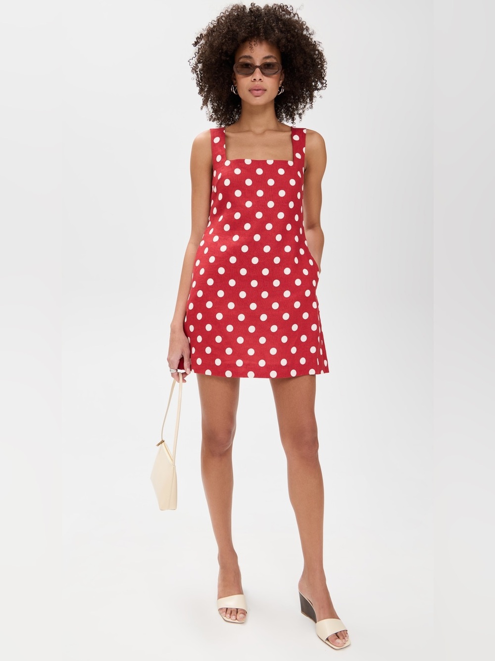 Posse XS Alice Red Polka Dot Linen Mini Dress
